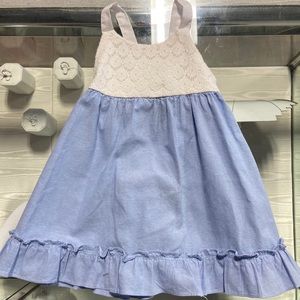 Penny M Dress White Lace Blue Cotton Dress 18 mo.